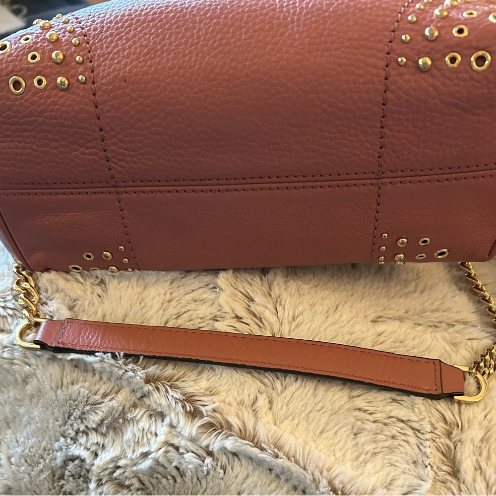 Michael Kors Blush pink Studded pebbled leather Shoulder Bag with chain handles. - Picture 9 of 16